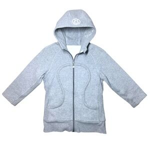 Lululemon Scuba Hoodie 3/4 Sleeve "Love Always" Gray Zip Jacket Size 4 Rare